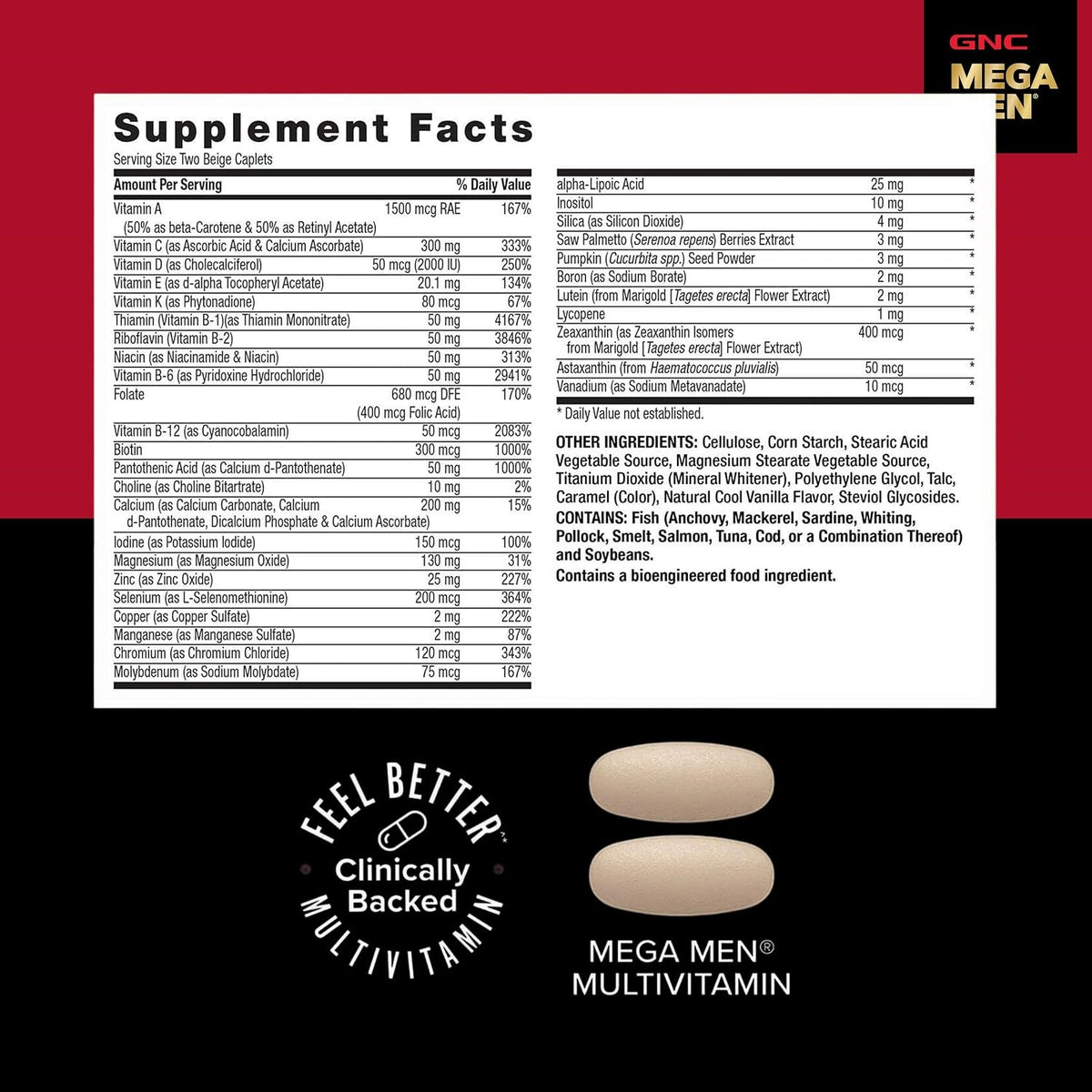 GNC Mega Men Sport Multivitamin for Active Men, with BCAAs & Antioxidants, 180 Caplets