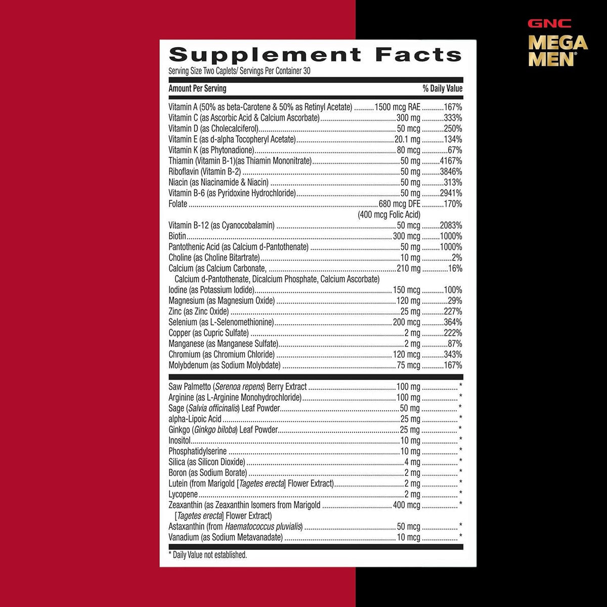 GNC Mega Men 50 Plus Multivitamin for Men, Heart & Prostate, 120 Count