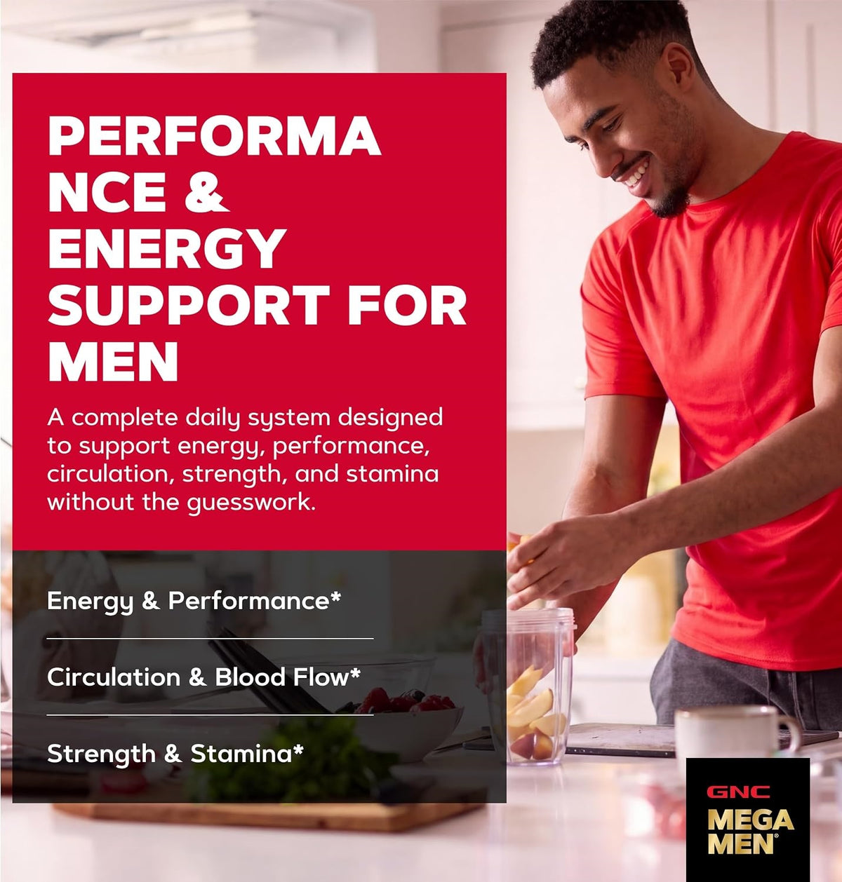 GNC Mega Men Sport Multivitamin for Active Men, with BCAAs & Antioxidants, 180 Caplets