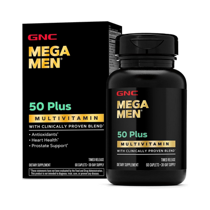 GNC Mega Men 50 Plus Multivitamin for Men, Heart & Prostate, 120 Count