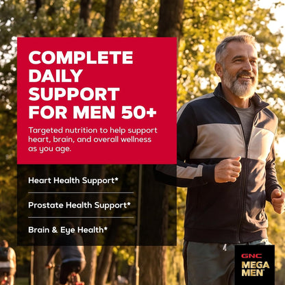GNC Mega Men 50 Plus Multivitamin for Men, Heart & Prostate, 120 Count